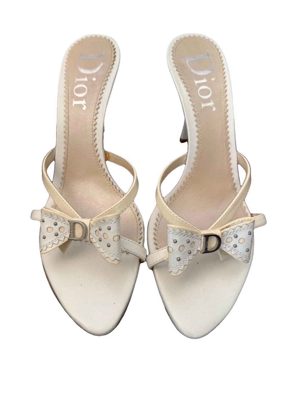 Dior White & Cream Bow EU 39.5 Galliano Era Stiletto Shoes Bridal Wedding Heels